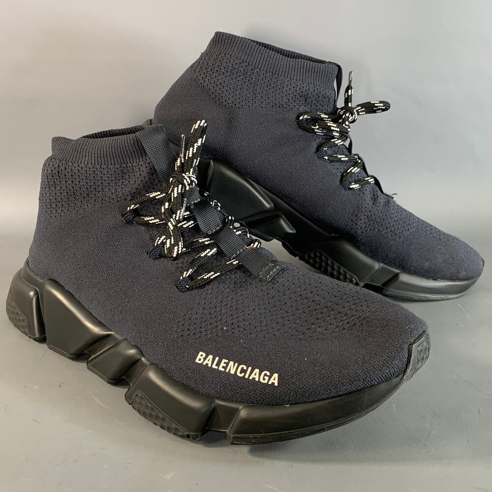 BALENCIAGA Size 12 Navy Black Mesh Runner Sneakers